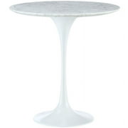 Hawthorne Collections Round Modern Marble End Table in White