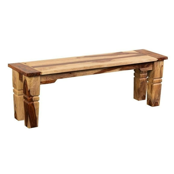 Hawthorne Collections Sante Fe Solid Sheesham Wood Dining Bench - Natural