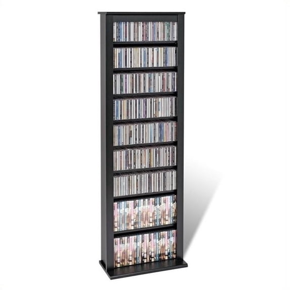 Hawthorne Collections Slim Media Storage Cabinet, Black Laminate, 64" Height