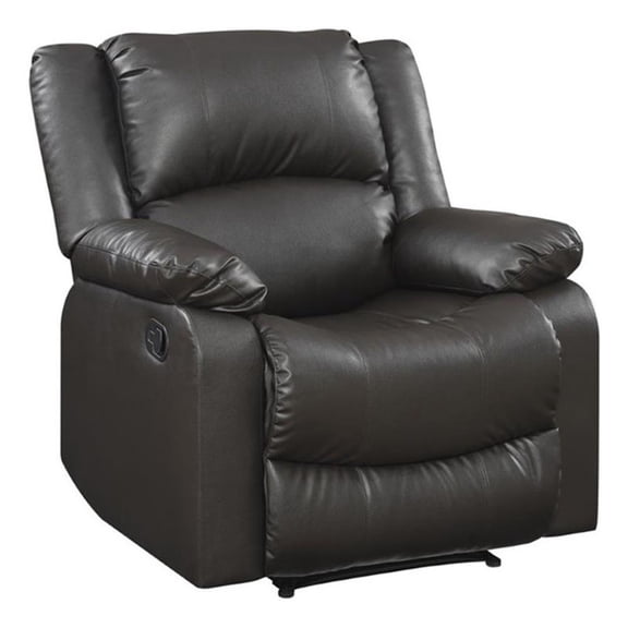 Hawthorne Collections Transitional Faux Leather Recliner in Java Espresso