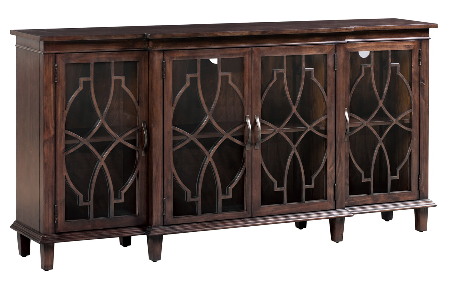 Hawthorne Dark Brown Wood 4-Door Breakfront Sideboard