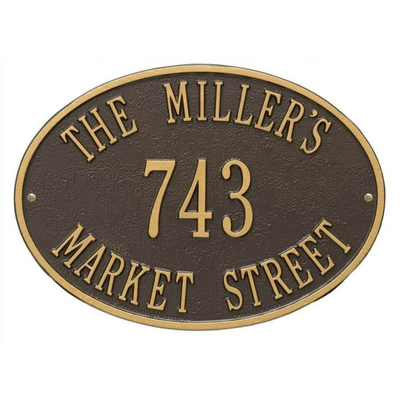 Hawthorne Standard 3-Line Address Wall Plaque in Bronze and Gold