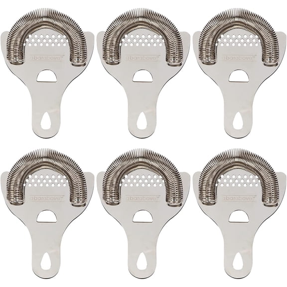 Hawthorne Strainer for Cocktails, Bar Strainer Cocktail, High-Density Spring, Mirrored Stainless Steel Finish, Drink Strainer, Cocktail Strainer for Boston Shakers & Mixing Glasses, 6 Pack