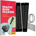 thumbnail image 1 of Hawwwy Premium 2 Piece Hair Bun Maker with Hair Ties Bobby Pins - Snap-and-Roll Bun Hair Tool- Magic Bun Tool, Donut Hair, Perfect Bun Makers Hair Pins French Twist Donuts for Updos Kids - Black, 1 of 6