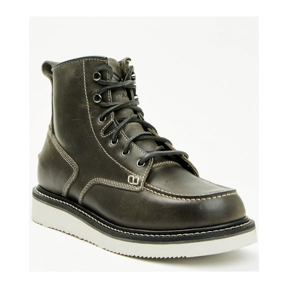 Hawx Men's 6" Lace-Up Moc Work Boot Soft Toe Grey 8.5 D(M) US