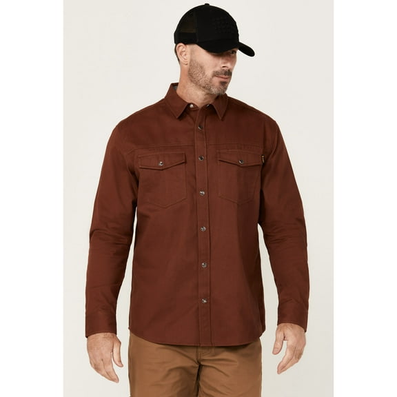 Hawx Work Gear Men's All Out Solid Long Sleeve Pearl Snap Western Work Shirt Big And Tall Mahogany XX- Tall