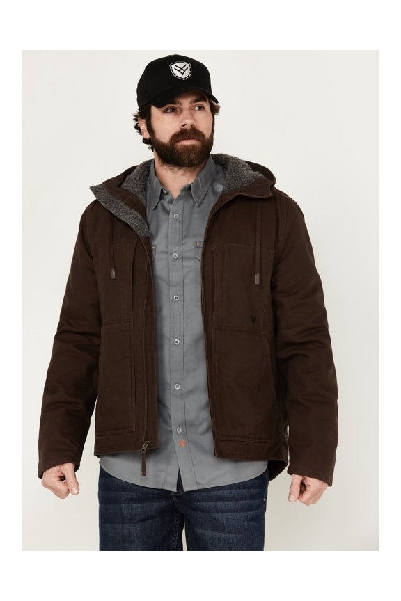 Work Gear Men's Castile Weather Duck Hooded Work Jacket - HXSP24O86-BR Medium US