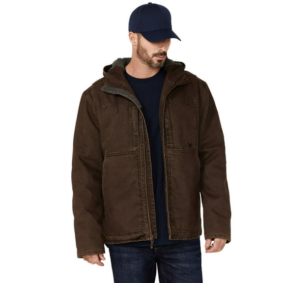 Hawx Work Gear Men's Castile Weathered Duck Hooded Zip-Front Insulated Work Jacket Brown XX-  US