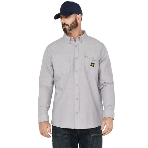 Hawx Work Gear Men's Chambray Sun Protection Solid Long Sleeve Button-Down Western Shirt - HXSP22W39-GRY-TLL  Tall