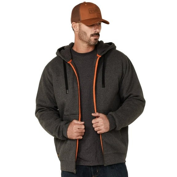 Hawx Work Gear Men's Charcoal Sherpa-Lined Zip-Front Hooded Work Jacket - CHARCOAL Medium  US