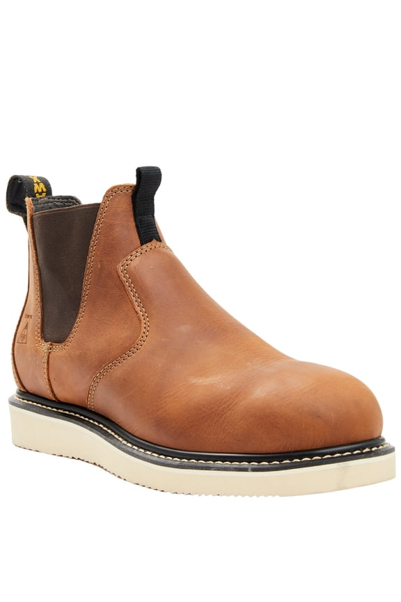 Work Gear Men's Crazy Horse Wedge Chelsea Work Boot Composite Toe Brown 12 D(M) US
