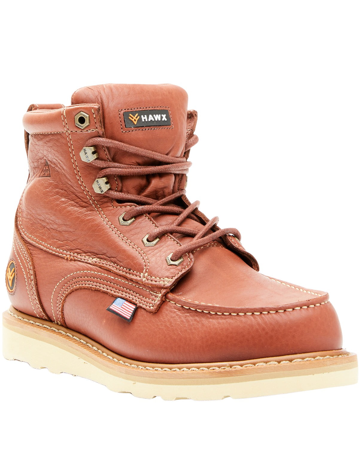 Hawx Men's Dark Usa Moc Wedge Work Boot Soft Toe Dark Brown 10.5 EE US