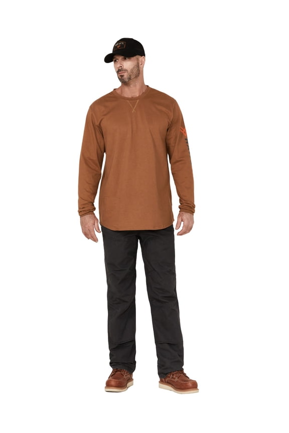 Men's Fr Double Front Ripstop Work Pants Brown 30W x 32L