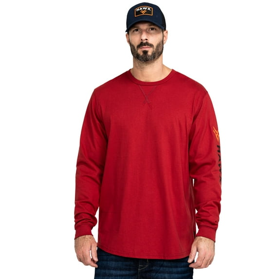 Hawx Work Gear Men's Fr Logo Long Sleeve Work T-Shirt Red