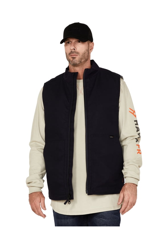 Work Gear Men's Fr Solid Zip-Front Insulated Work Vest - HXFRFA21V01 Medium