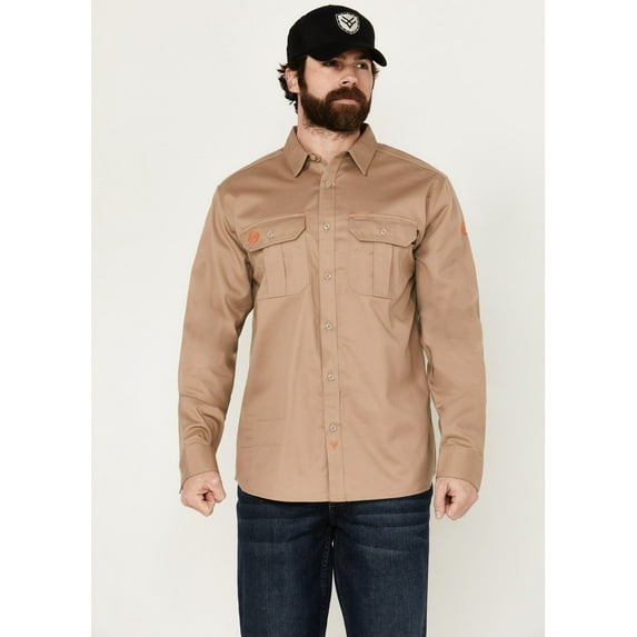 Hawx Work Gear Men's Fr Woven Long Sleeve Button-Down Work Shirt Big - HXFRSP24W74-KHK-BIG 4X