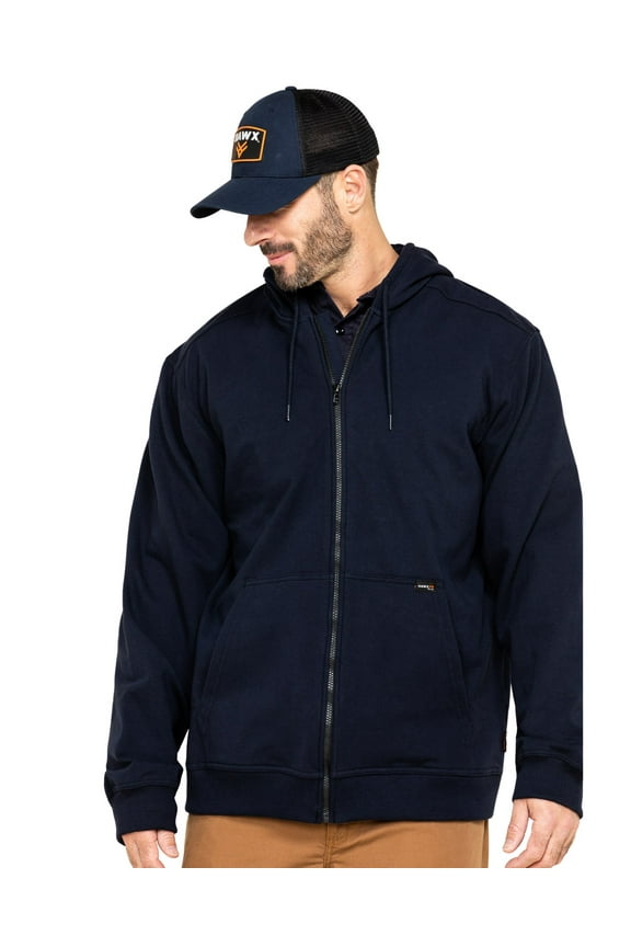 Work Gear Men's Fr Zip Up Fleece Hooded Work Hoodie Navy XX-