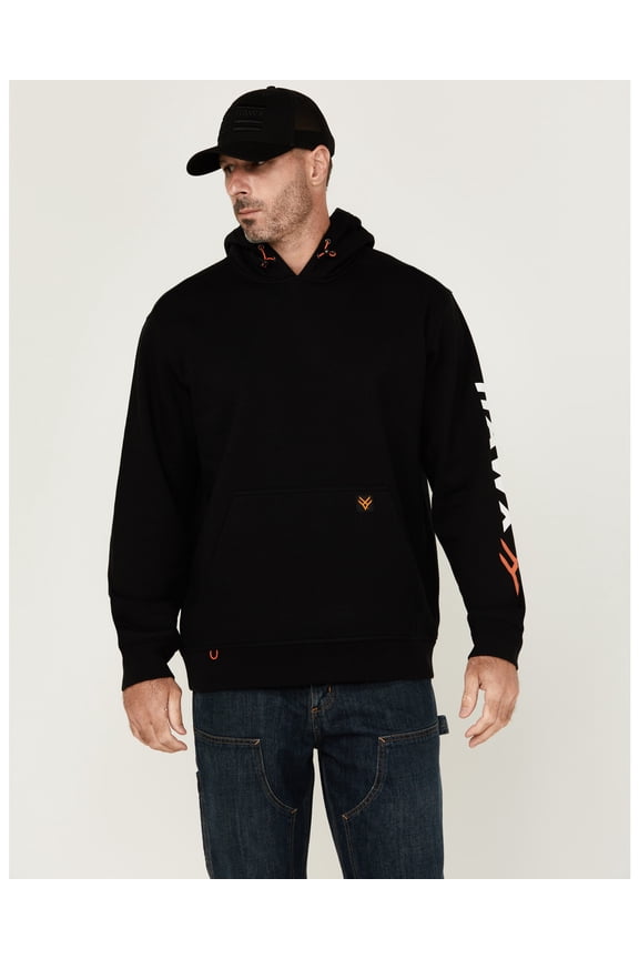 Work Gear Men's Halstead Logo Sleeve Hooded Sweatshirt Big And Tall - HXSP24K71-BLK-BIG Tall US