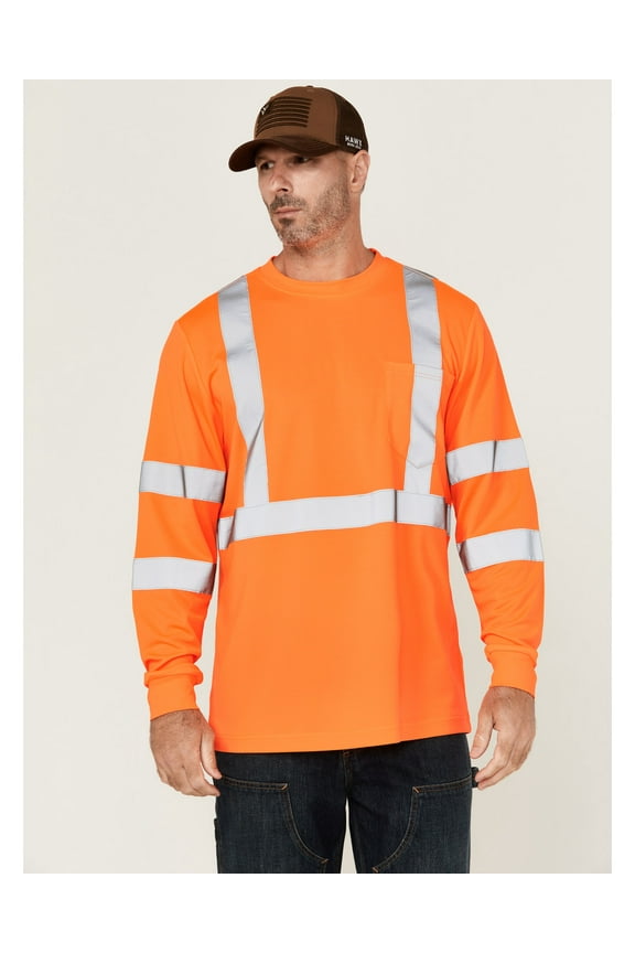 Work Gear Men's Hi-Vis Reflective Long Sleeve Work T-Shirt - HHVSU24104-OR