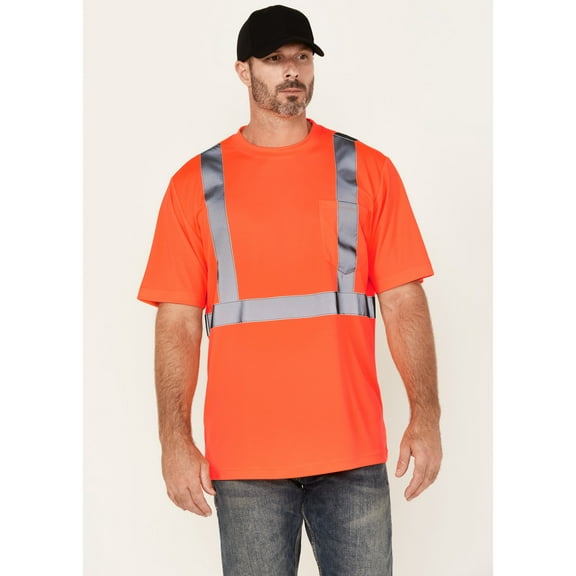 Hawx Men's Hi-Vis Reflective Short Sleeve Work T-Shirt Orange X-