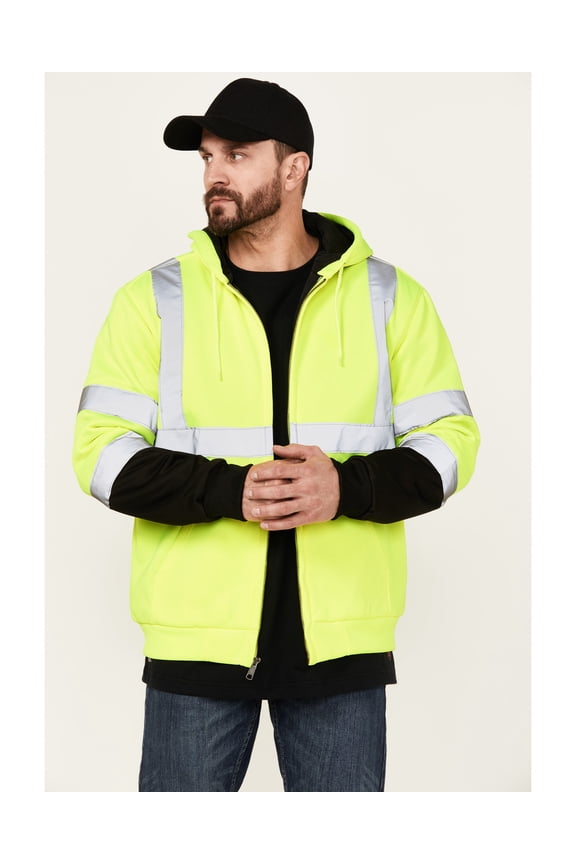 Work Gear Men's High Vis Hooded Jacket Yellow