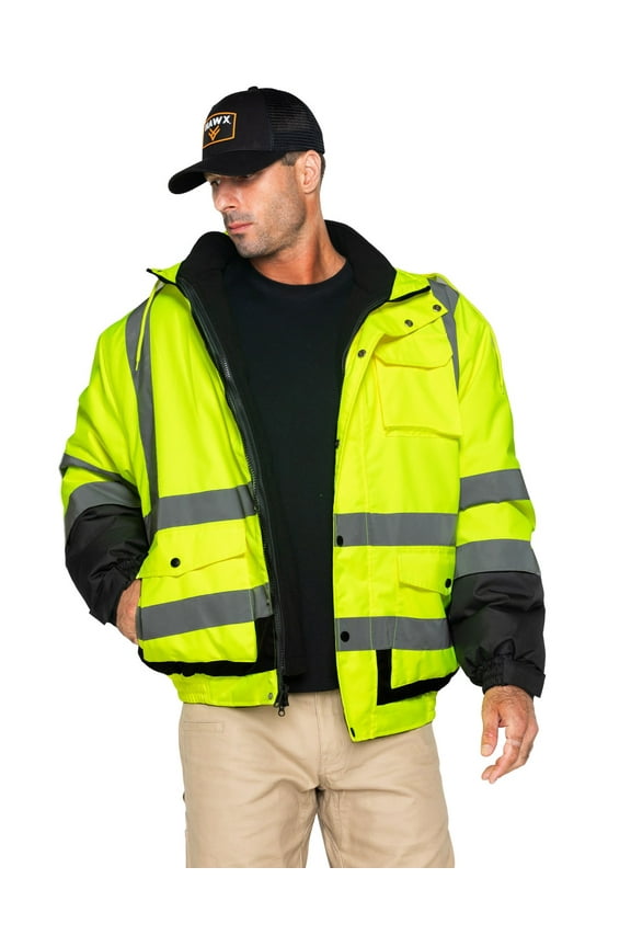 Work Gear Men's High-Visibility Bomber Work Jacket - HHV02-YLW Medium