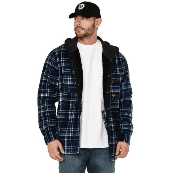 Hawx Work Gear Men's Hooded Printed Polar Fleece Jacket Navy   US