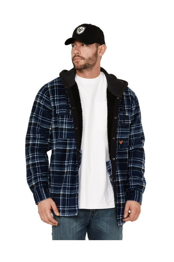 Work Gear Men's Hooded Printed Polar Fleece Jacket Navy   US