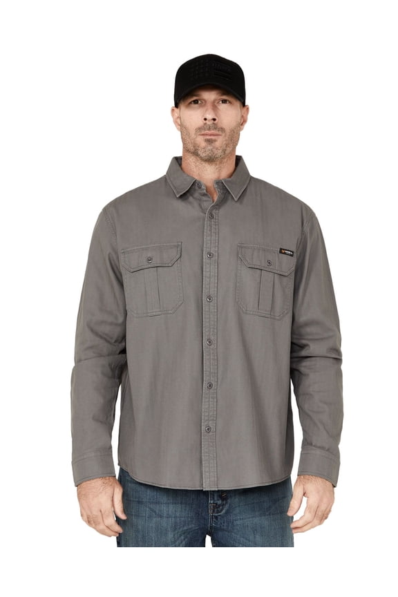 Work Gear Men's Long Sleeve Button-Down Work Shirt - HXFA23W16-MDGRY