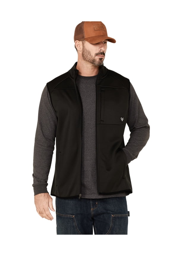 Work Gear Men's Merrick Grid Back Zip-Front Fleece Work Vest Black Medium US