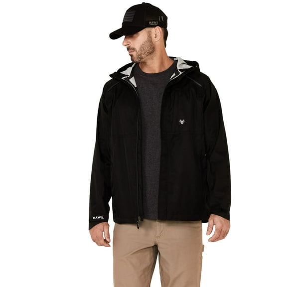 Hawx Work Gear Men's Pro Elements Zip-Front Hooded Poly-Shell Work Jacket - HXFA21O7-BLACK Medium US