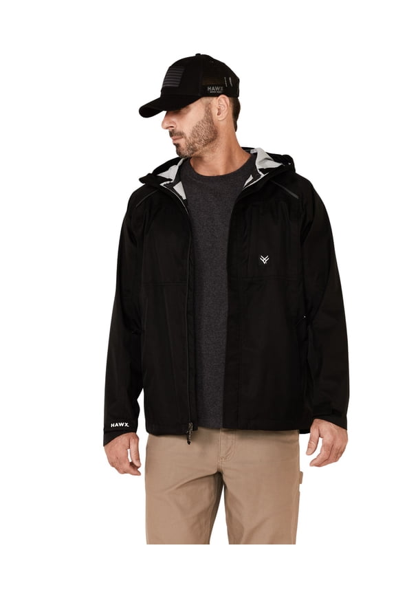 Work Gear Men's Pro Elements Zip-Front Hooded Poly-Shell Work Jacket - HXFA21O7-BLACK XX- US