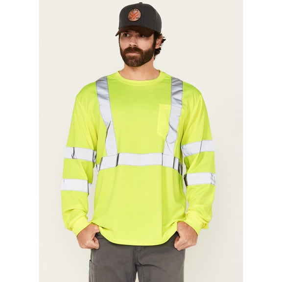 Hawx Work Gear Men's Reflective Long Sleeve Work T-Shirt Yellow X-
