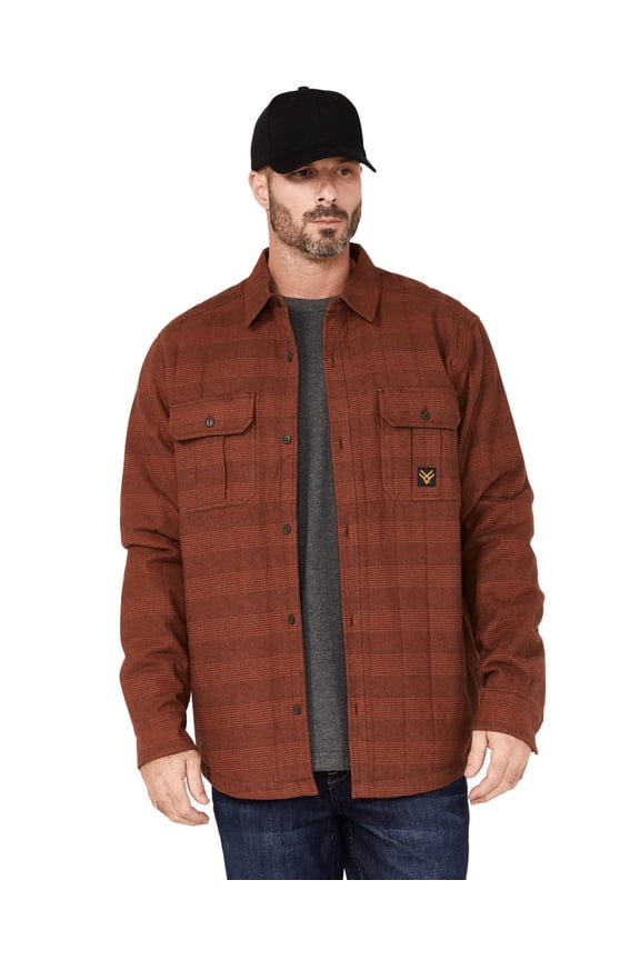 Men's Rugby Stripe Quilted Shirt Jacket - HXFA22W68-RED Medium US