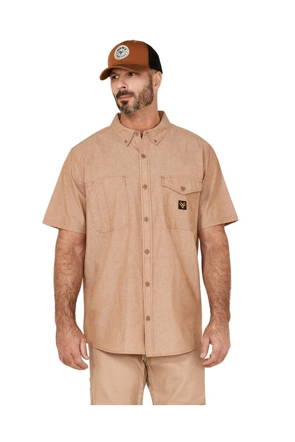 Work Gear Men's Solid Short Sleeve Button-Down Work Shirt - HXSP22W22-RCOP Medium