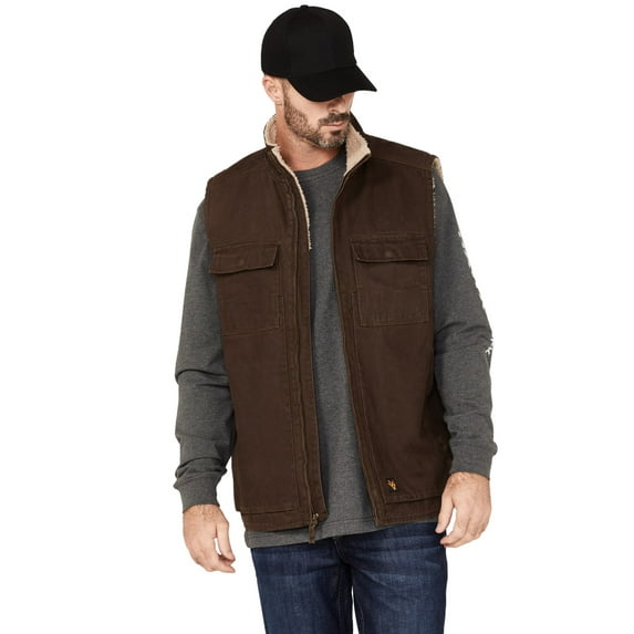 Hawx Work Gear Men's Weathered Sherpa Lined Work Vest Dark Brown XX- US