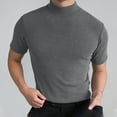 thumbnail image 1 of Haxmnou Mens T Shirt Short Sleeve Basic Turtleneck Slim Fit Pullover Solid Tops gray xxlThick Material Suitable For Spring And Early Summer, 1 of 7