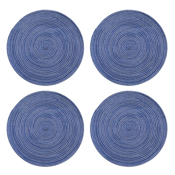 Haxmnou Round Placemats Set of 4 Round Braided Place mats 14.96 Inches Table Mats for Dining Tables Washable Heat Resistant Place mats for Party, Tabletop Accessories