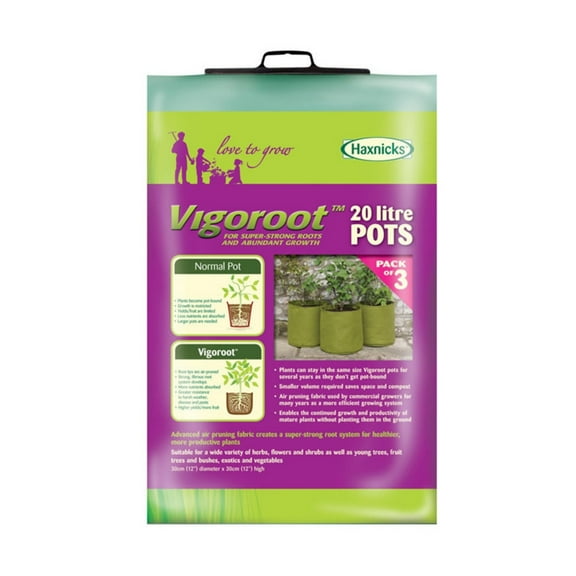 Haxnicks Vigoroot Air-Pruning Pots For Productive Plants in Small Spaces 20L - 3 pack