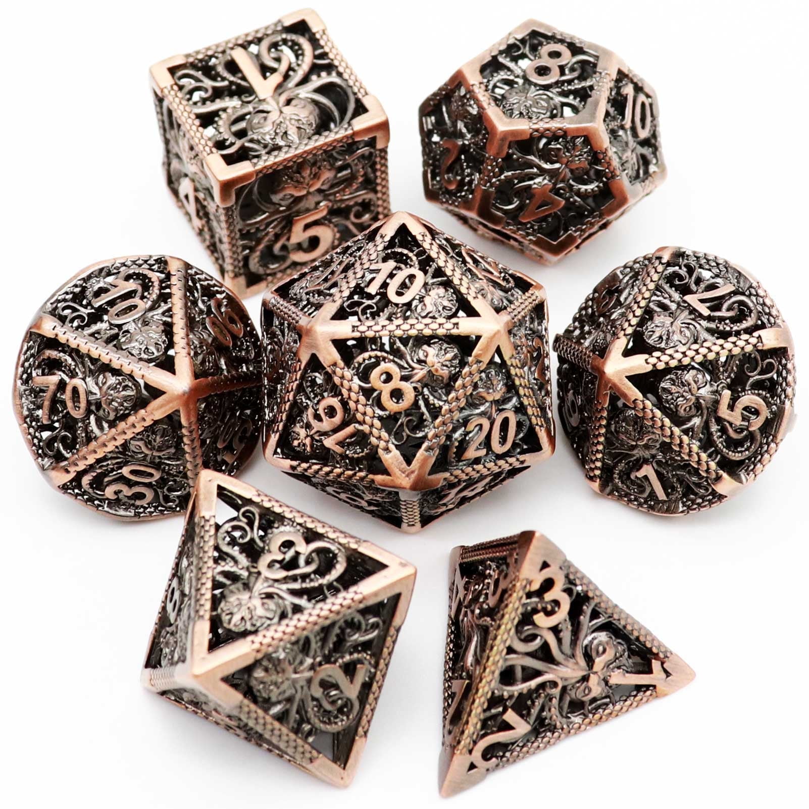 Haxtec Bloodstained Metal DND Dice Set Blood Polyhedral D&D Dice for  Dungeons and Dragons Gift TTRPG Antique Metal Halloween Dice