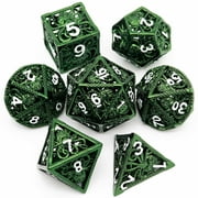 Haxtec Hollow Metal Dice Set D&D Green Octopus Monster Kraken DND Dice With Leather Dice Bag for Dungeons and dragons RPG Gift