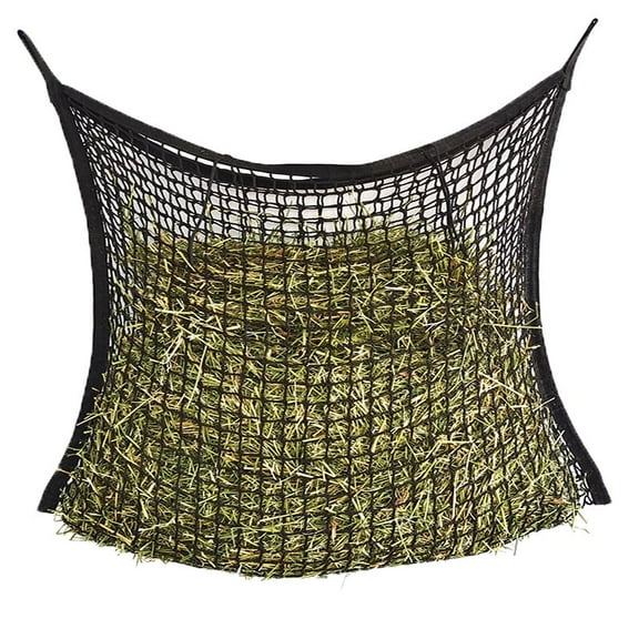 Hay Bag for Horses & Goats, Large Capacity Slow Feed Hay Net, Easy to Hang Hay Feeder for Stall, Trailer, Barn Full Day Feeding Durable Horse Hay NetBlack 35" x 31"