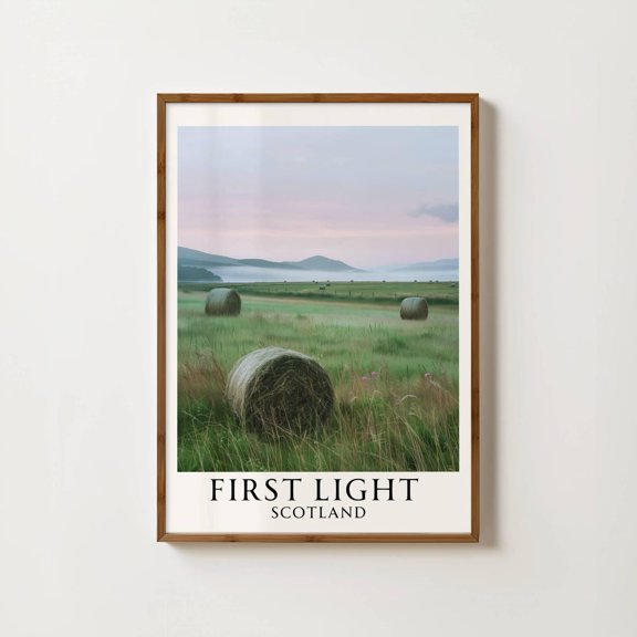Hay Bales Scottish Landscape Print, Scotland Travel Poster, Scottish Highlands Art Print, Scotland Wall Art, Scottish Decor, Scottish Gifts, Poster Only
