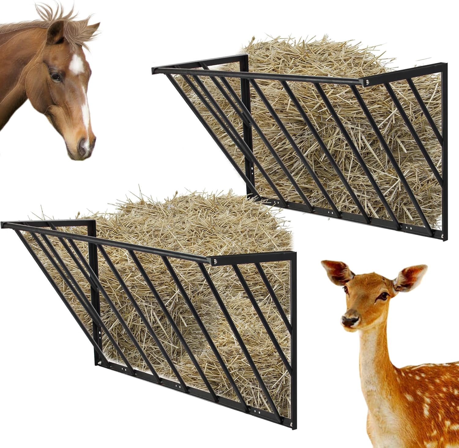 Carbon Steel Hay Rack For Horses Heavy-Duty Hay Feeder Rack – 2-Pack ...