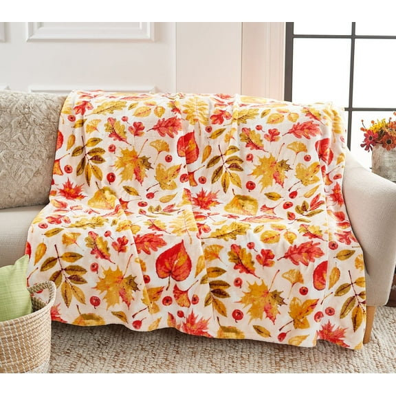 Hay & Harvest Oversized Printed Harvest 60x80 Throw in Leaves