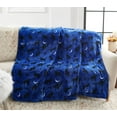 thumbnail image 1 of Hay & Harvest Oversized Printed Plush Halloween 60x80 Throw in Blue/Black Cats, 1 of 1