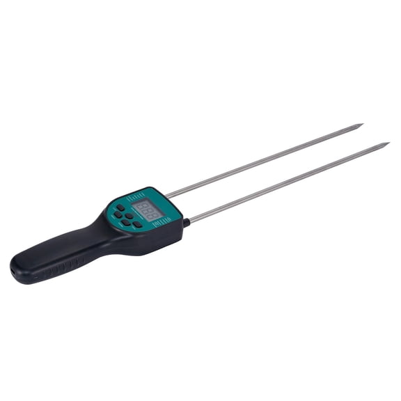 Hay Moisture Meter with Dual-rod Sensor, LCD Backlit Display & Voice Broadcast for Hay, Wheat, Corn, and Rice