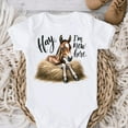 thumbnail image 1 of Hay I'M New Here Colt Baby Bodysuit, Newborn Birth Announcement, Baby Horse, New To The Ranch, Loves Horses, Equestrian Gender Reveal Cute Baby Onesie, BABY BODYSUIT LAT 4424, 1 of 3