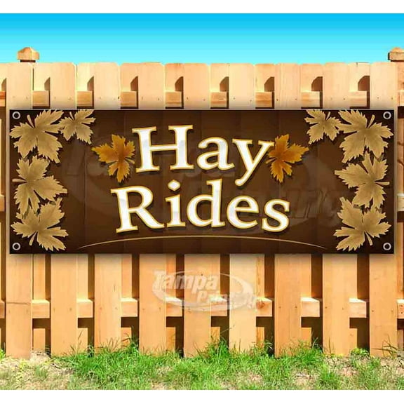 Hay Rides 13 oz Vinyl Banner With Metal Grommets