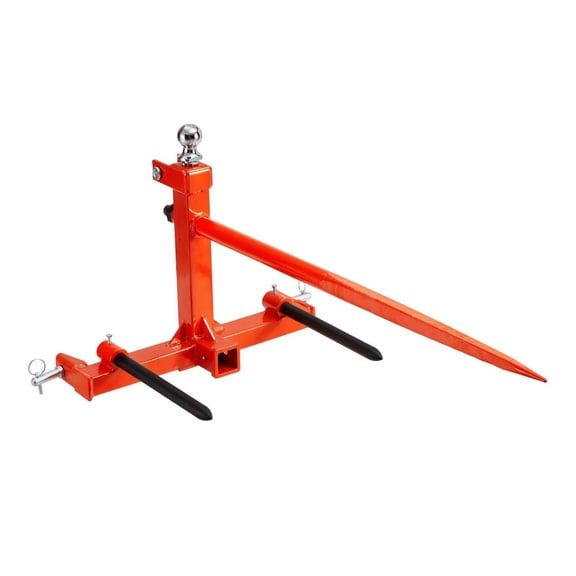 Hay Spear 49", Tractor Bale Spear 1600lbs Capacity, 3-Point Hitch Attachment with Stabilizer Spears, Quick Attach Spike Forks for Hay Handling